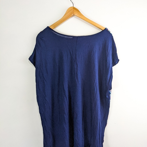 Sejour Abstract Capped Sleeve Blouse with Pleated Keyhole Neckline 2X - Picture 10 of 10